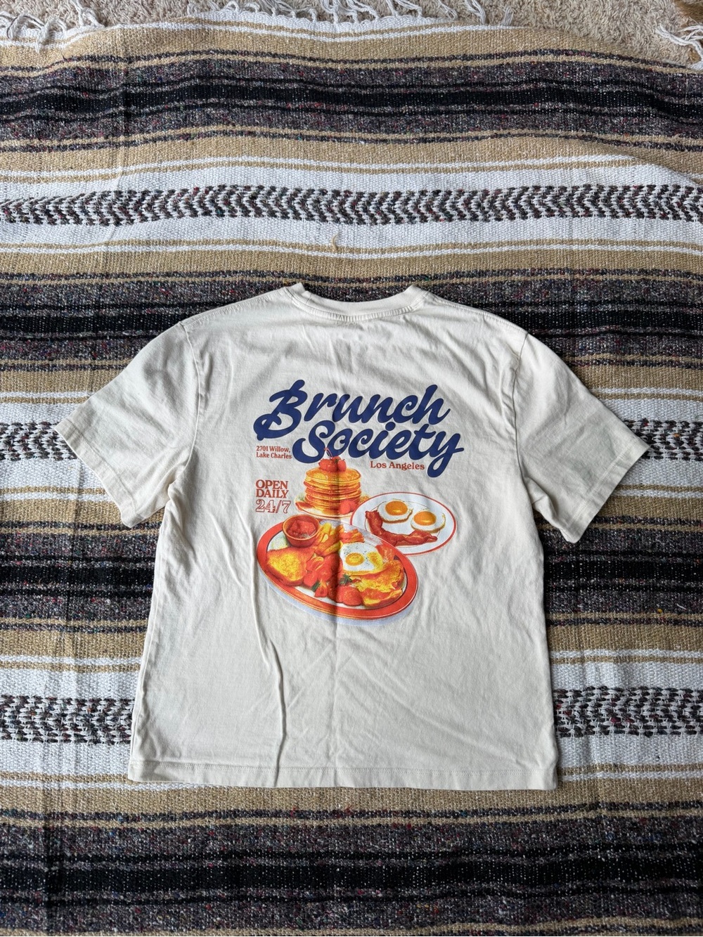 wild fable Brunch Society Graphic Tee - Cream & Blue